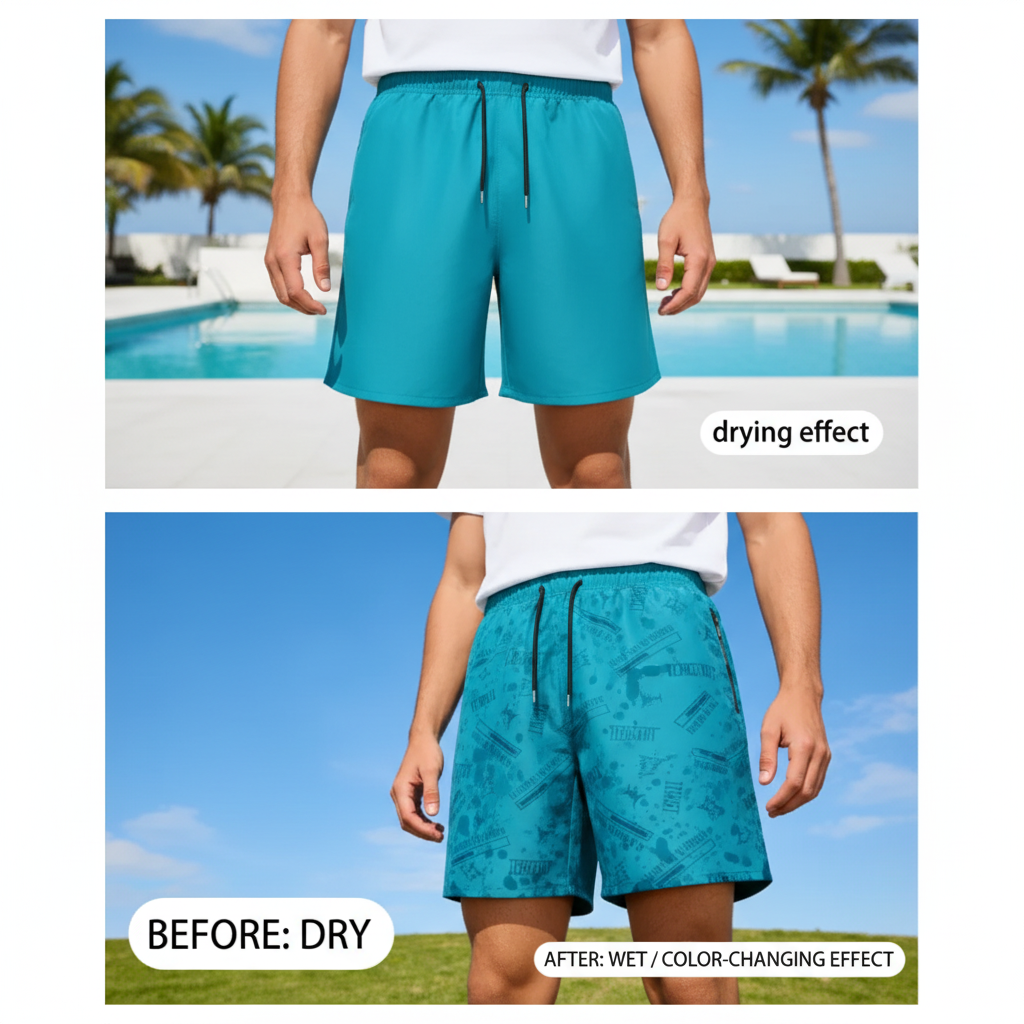 Short de bain changeant